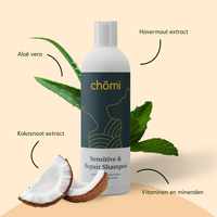 Chomi Pets - Hond &amp; Kat - Sensitive &amp; Repair Shampoo - 200ml - Natuurlijke ingredi&euml;nten - Schilfers - Droge vacht - erg vette vacht - Talg productie