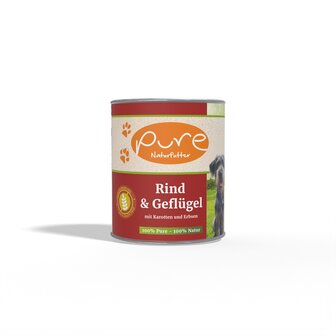 Pure -Honden natvoer Rund &amp; Gevogelte &ndash; 64% Vers Vlees &ndash; Graanvrij &ndash; Met Wortel &amp; Erwt &ndash; Voor Alle Leeftijden 6x400g