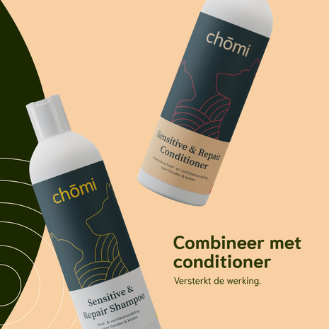 Chomi Pets - Hond & Kat - Sensitive & Repair Shampoo - 200ml - Natuurlijke ingredi&euml;nten - Schilfers - Droge vacht - erg vette vacht - Talg productie