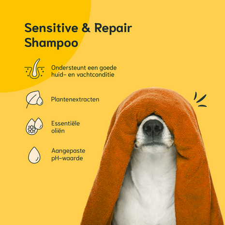 Chomi Pets - Hond & Kat - Sensitive & Repair Shampoo - 200ml - Natuurlijke ingredi&euml;nten - Schilfers - Droge vacht - erg vette vacht - Talg productie